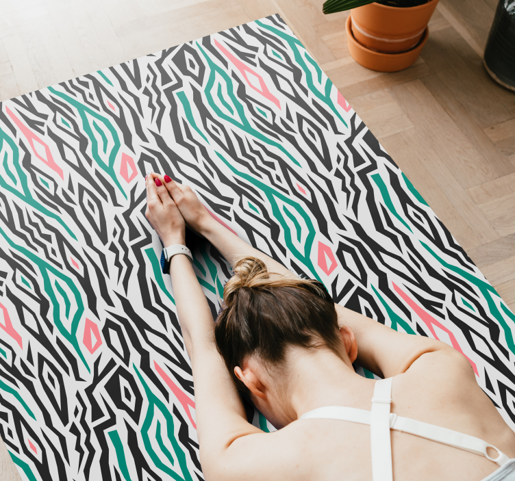 Abstract Zebra Lines striped vinyl rug - TenStickers