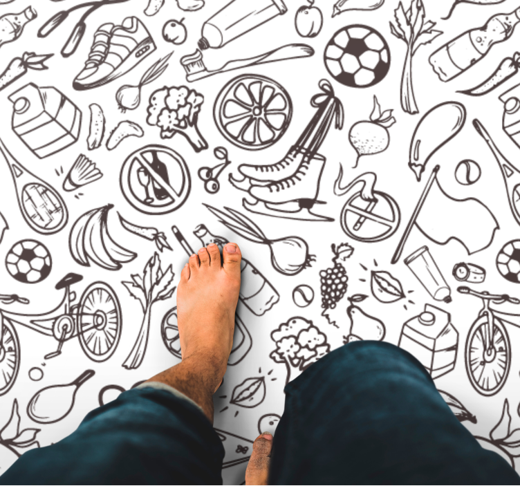 Active Lifestyle Icons kids vinyl rug - TenStickers