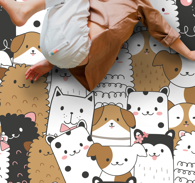 Charming Animal Faces animal vinyl rug - TenStickers