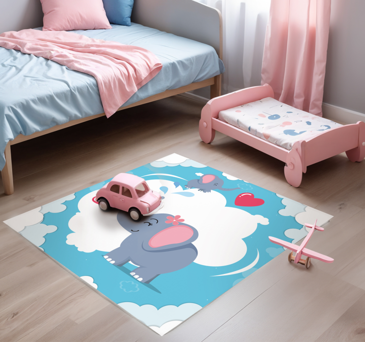 Adorable Elephant Cloudscape kids rug - TenStickers