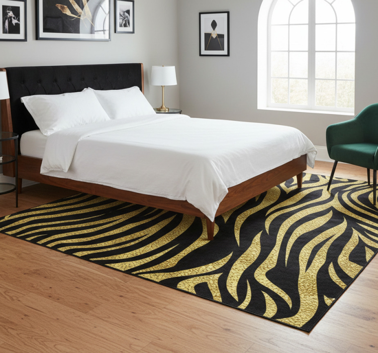 Animal print vinyl rug in golden zebra pattern - TenStickers