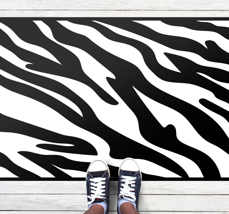 Animal print vinyl rug in solid color stripes - TenStickers