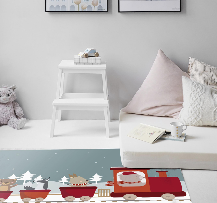 Animal Train Adventure kids vinyl rug - TenStickers