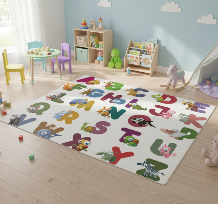 Animal alphabet animal vinyl rug - TenStickers