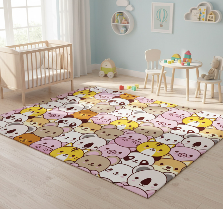 Cute babies animal vinyl rug - TenStickers