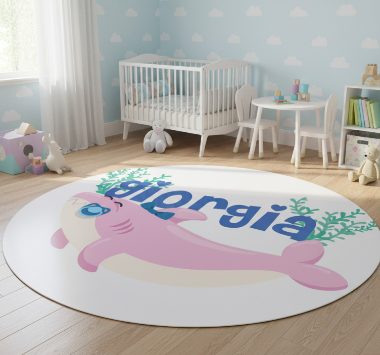 Animal vinyl rug baby shark personalized for girl - TenStickers