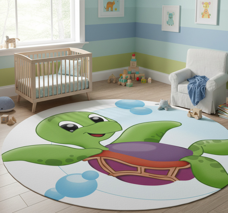 Baby turtle playing animal vinyl rug - TenStickers