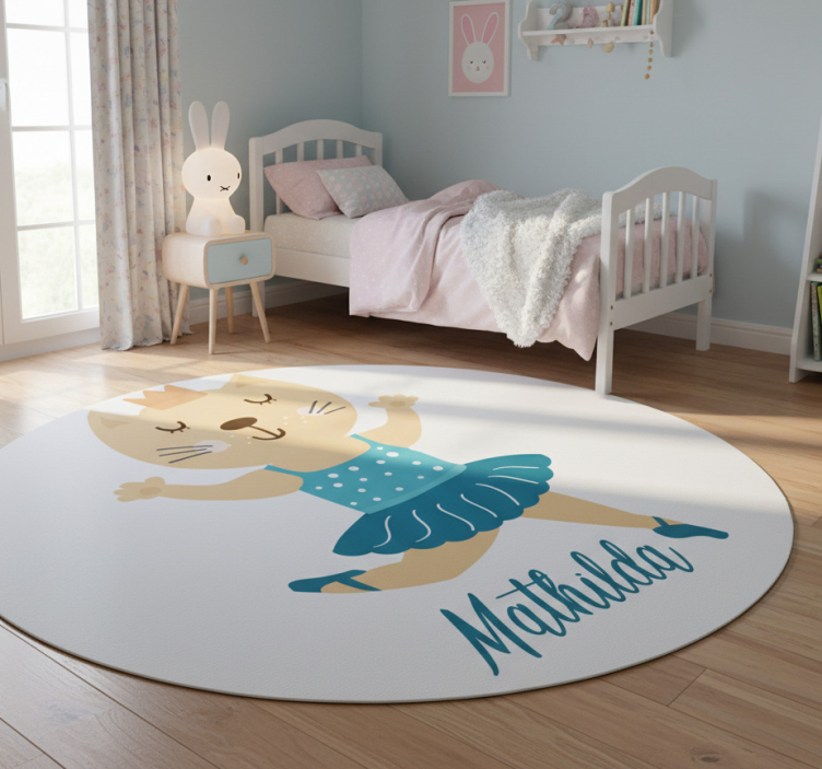 Dancing kitty personalized animal vinyl rug - TenStickers