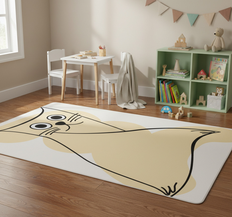 Beige painted cat animal vinyl rug - TenStickers