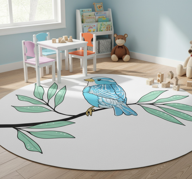 Animal vinyl rug blue feathered bird - TenStickers
