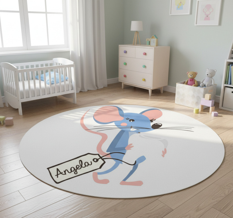 Animal vinyl rug blue mouse with name - TenStickers