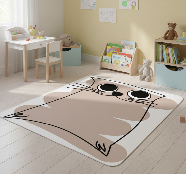Brown painted cat animal vinyl rug - TenStickers