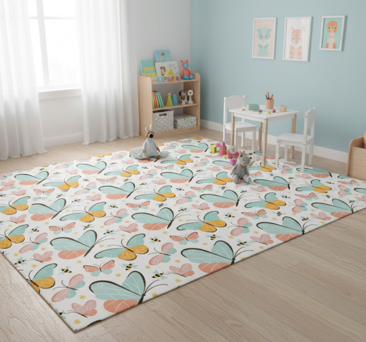 Animal vinyl rug butterflies and bees decor - TenStickers