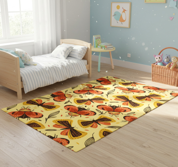 Animal vinyl rug butterfly on flower image - TenStickers