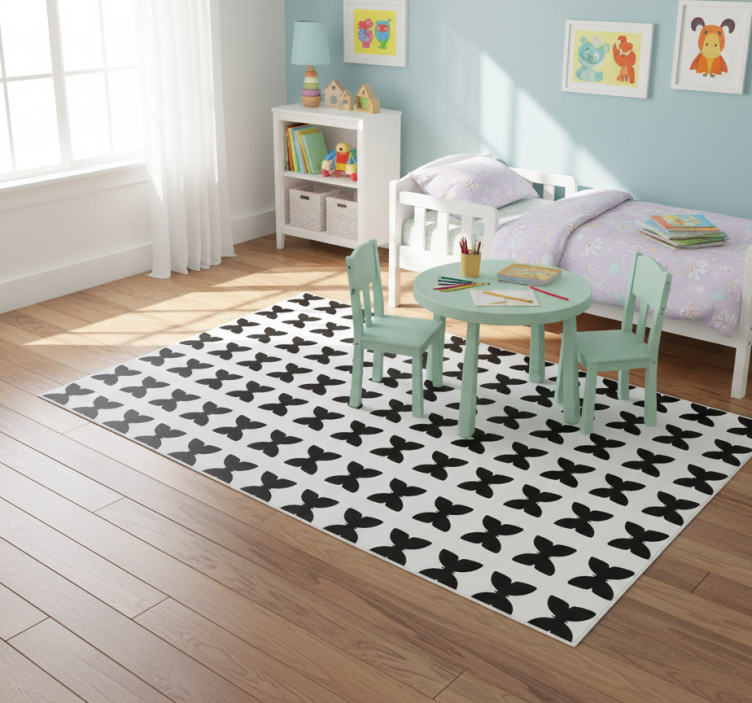 Black flying butterflies animal vinyl rug - TenStickers