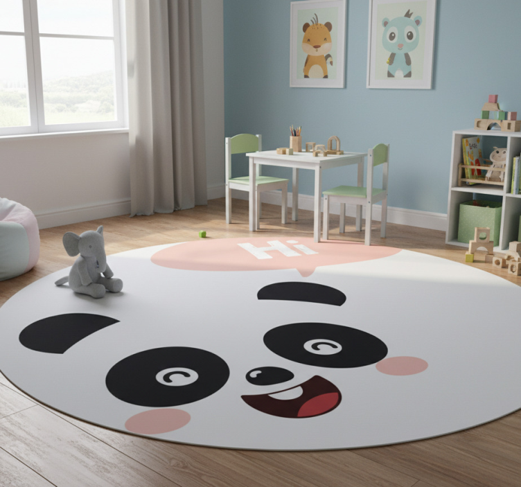 Animal vinyl rug cartoon panda waving hello - TenStickers