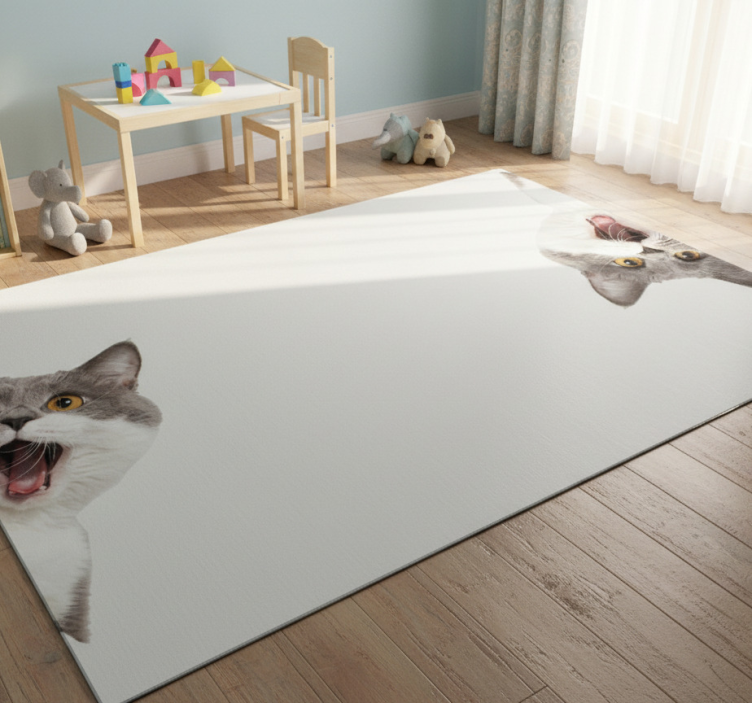 Animal vinyl rug cat spying on white background - TenStickers