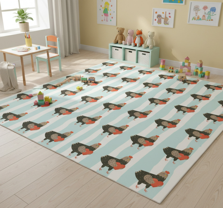Animal vinyl rug charming chicken design - TenStickers