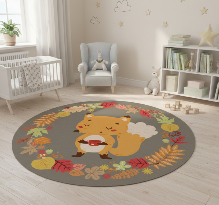 Animal vinyl rug charming fox sculpture - TenStickers