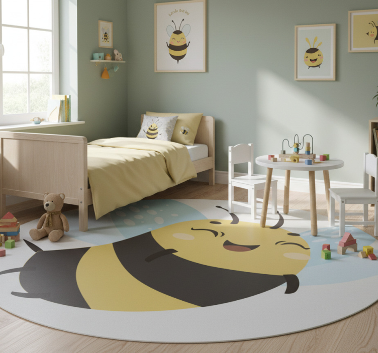 Animal vinyl rug cheerful flying bee - TenStickers