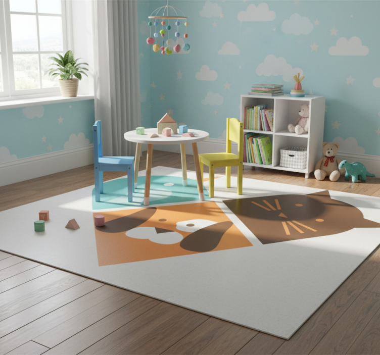 Animal vinyl rug colorful animal faces - TenStickers