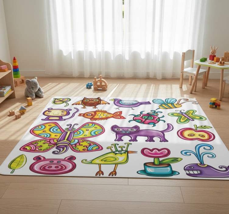 Colorful style animal vinyl rug - TenStickers