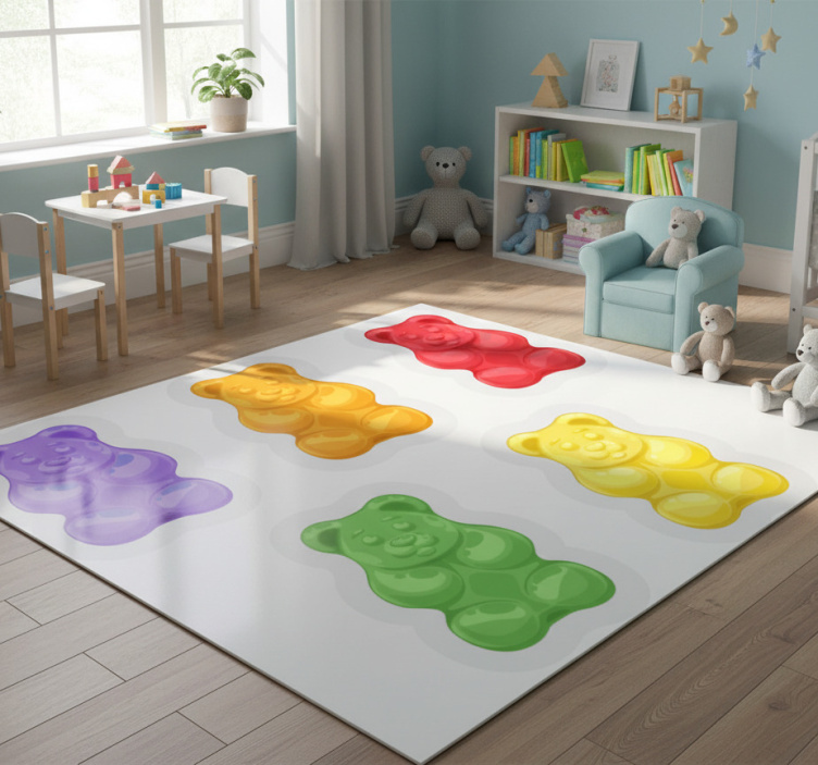 Animal vinyl rug colorful bear shapes - TenStickers