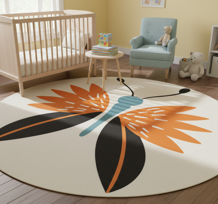 Animal vinyl rug colorful butterfly design - TenStickers