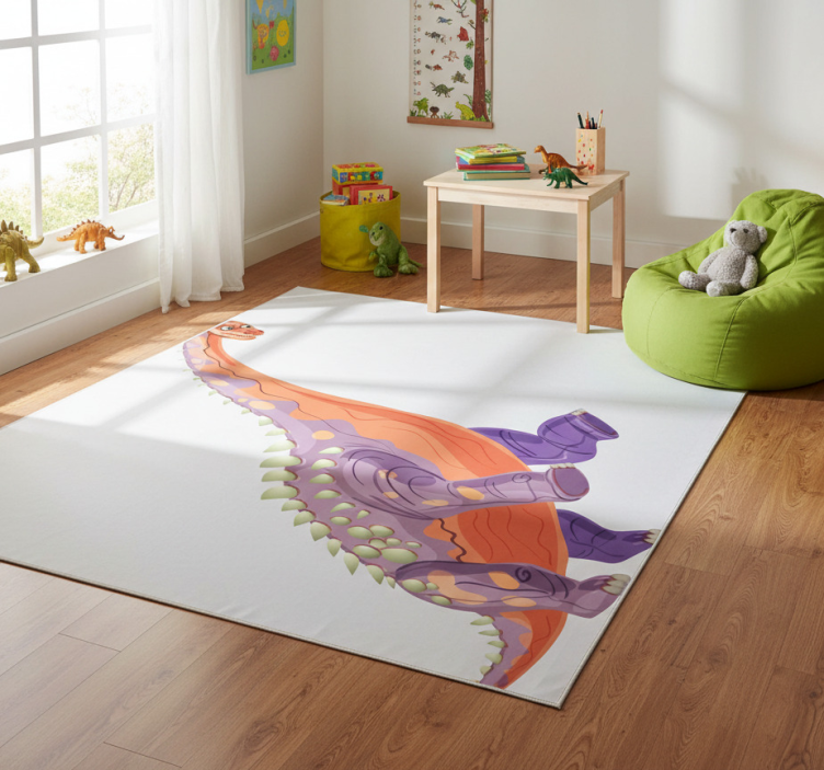 Animal vinyl rug colorful dino character - TenStickers