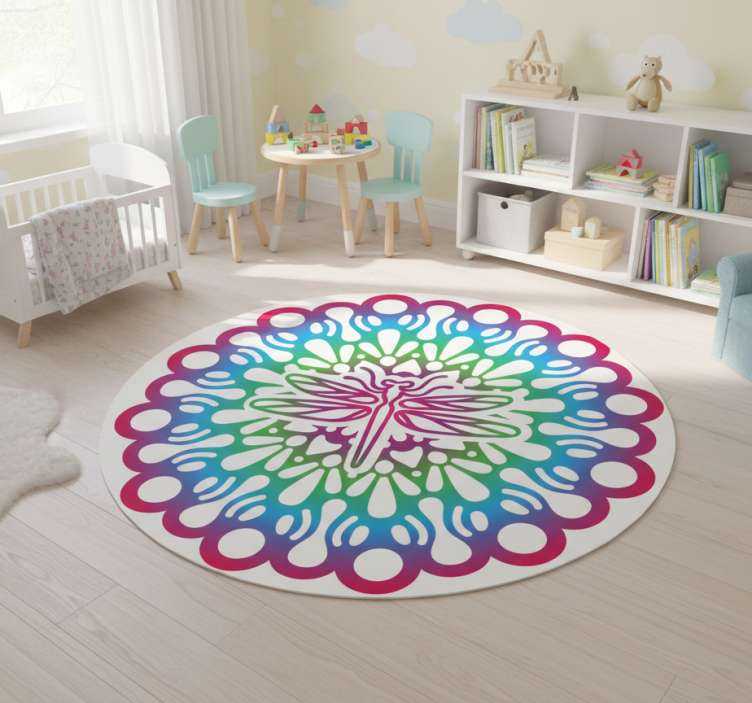 Animal vinyl rug colorful dragonfly mandala - TenStickers