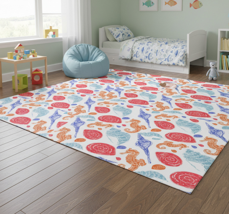 Animal vinyl rug colorful sea creatures - TenStickers