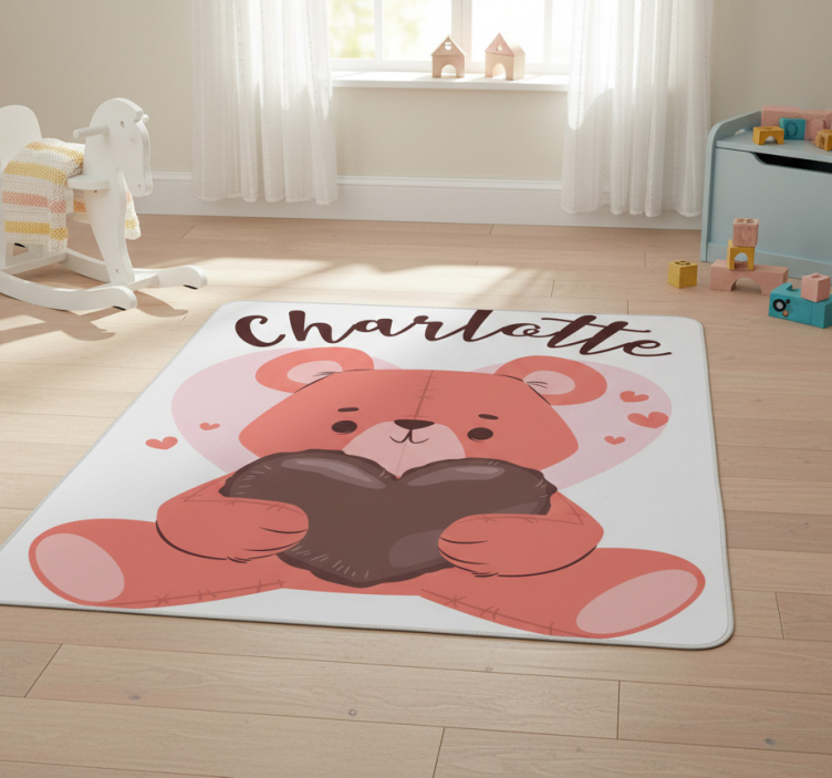 Animal vinyl rug cute bear with heart design - TenStickers
