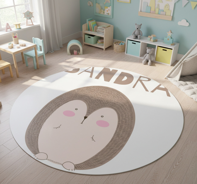 Animal vinyl rug cute hedgehog design - TenStickers