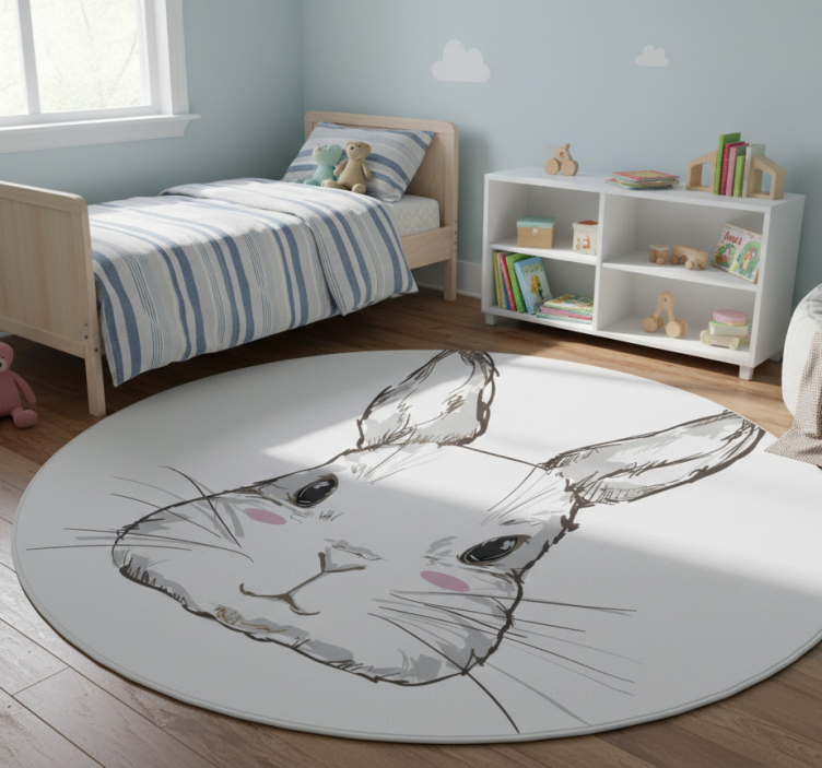 Animal vinyl rug cute rabbit head - TenStickers