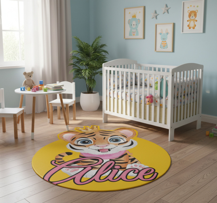 Animal vinyl rug cute tiger design - TenStickers