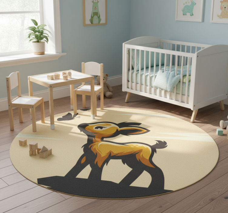 Animal vinyl rug deer and butterflies - TenStickers