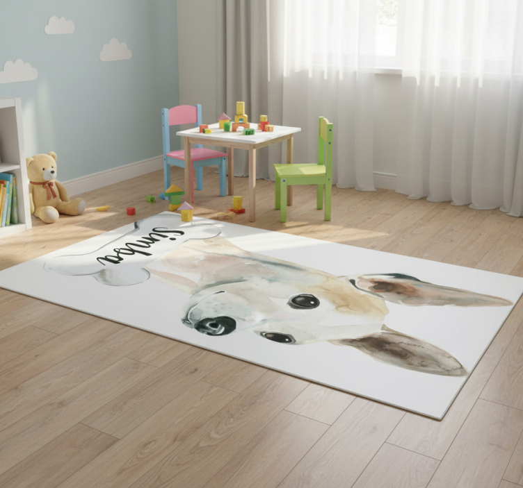 Dog with name animal vinyl rug - TenStickers
