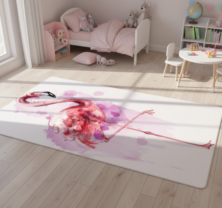 Animal vinyl rug elegant flamingo silhouette - TenStickers