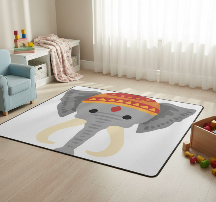 Animal vinyl rug elephant head design - TenStickers