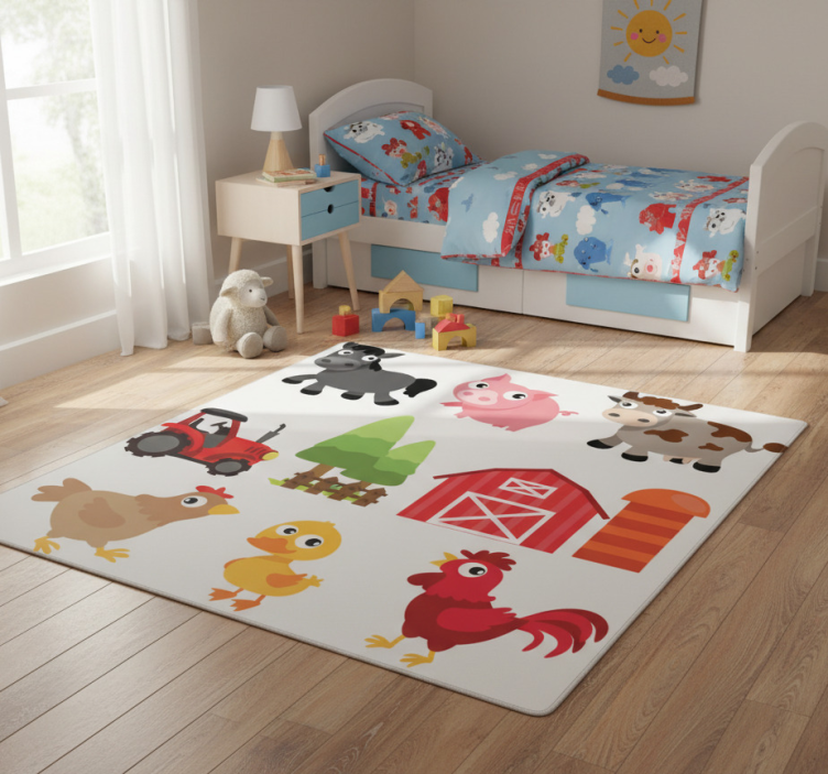 Colorful farm animal vinyl rug - TenStickers