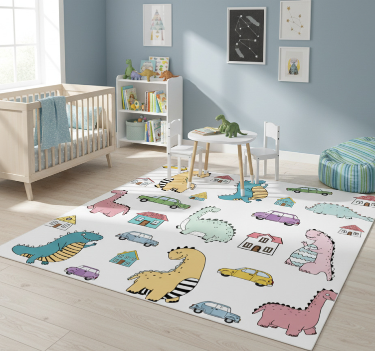 Animal vinyl rug featuring nordic dinosaurs set - TenStickers