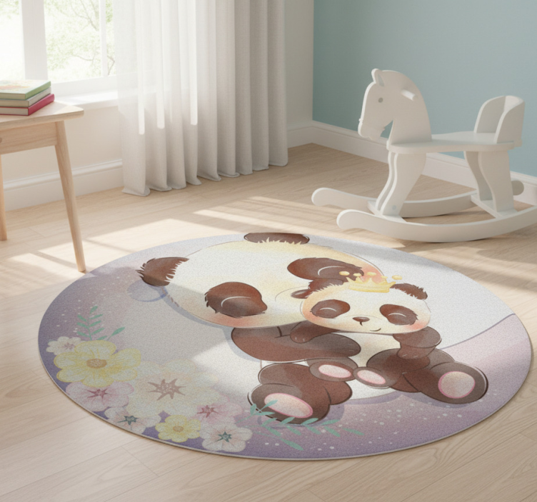 Animal vinyl rug featuring two pandas on a moon - TenStickers