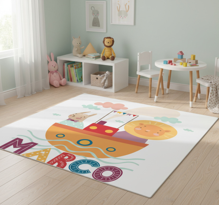 Animal vinyl rug with animals on a boat - TenStickers