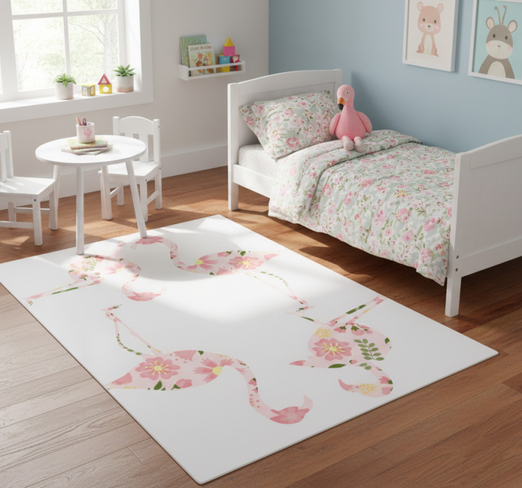 Animal vinyl rug flamingo floral design - TenStickers