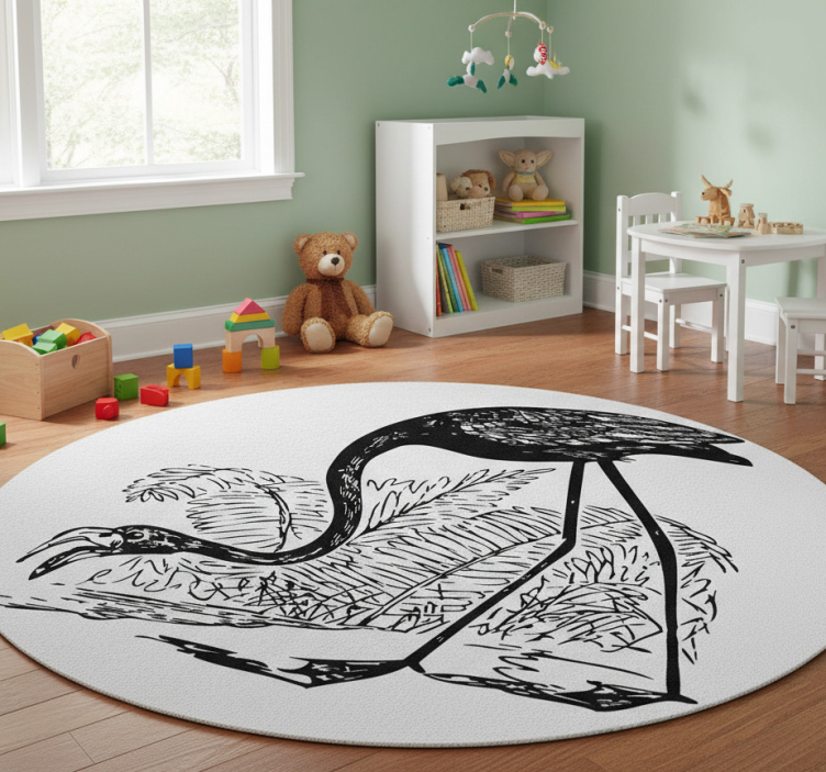 Animal vinyl rug flamingo with ferns - TenStickers