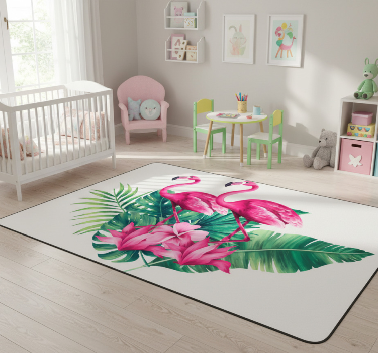 Animal vinyl rug flamingos and foliage - TenStickers