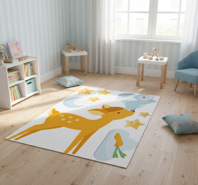 Deer and bunny animal vinyl rug - TenStickers