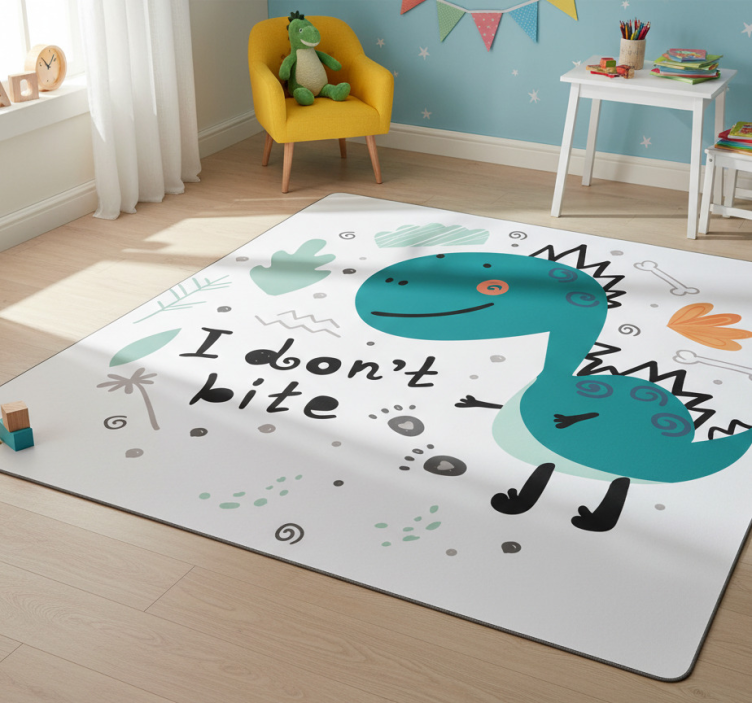 Animal vinyl rug friendly cartoon dinosaur - TenStickers