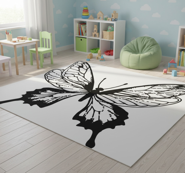 Animal vinyl rug graceful butterfly outline - TenStickers