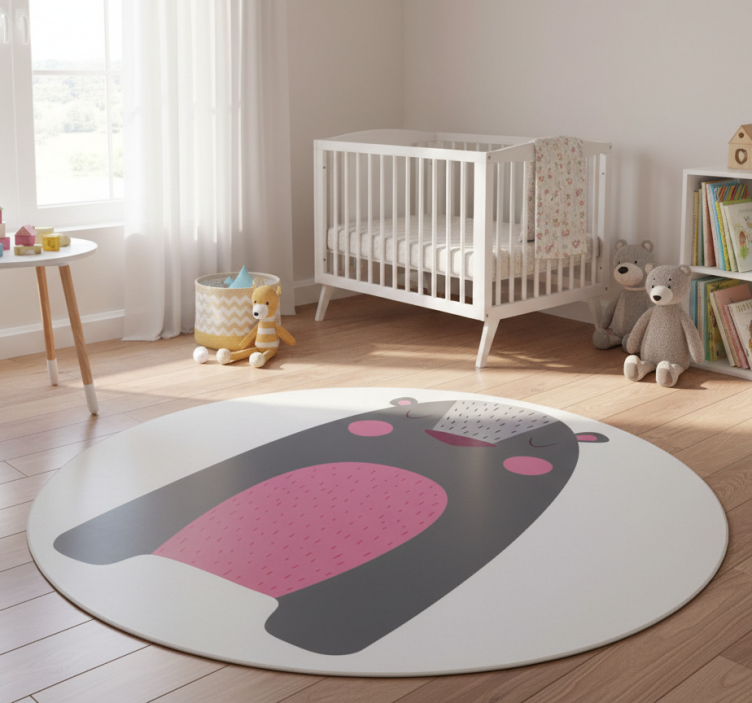 Animal vinyl rug grey bear for kids - TenStickers